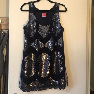 Navy sequin free people mini dress